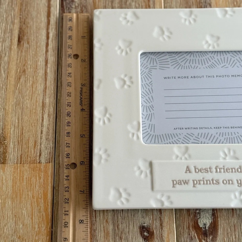 Hallmark Paw Print Embossed Ceramic Photo Frame Cream Dog, Cat